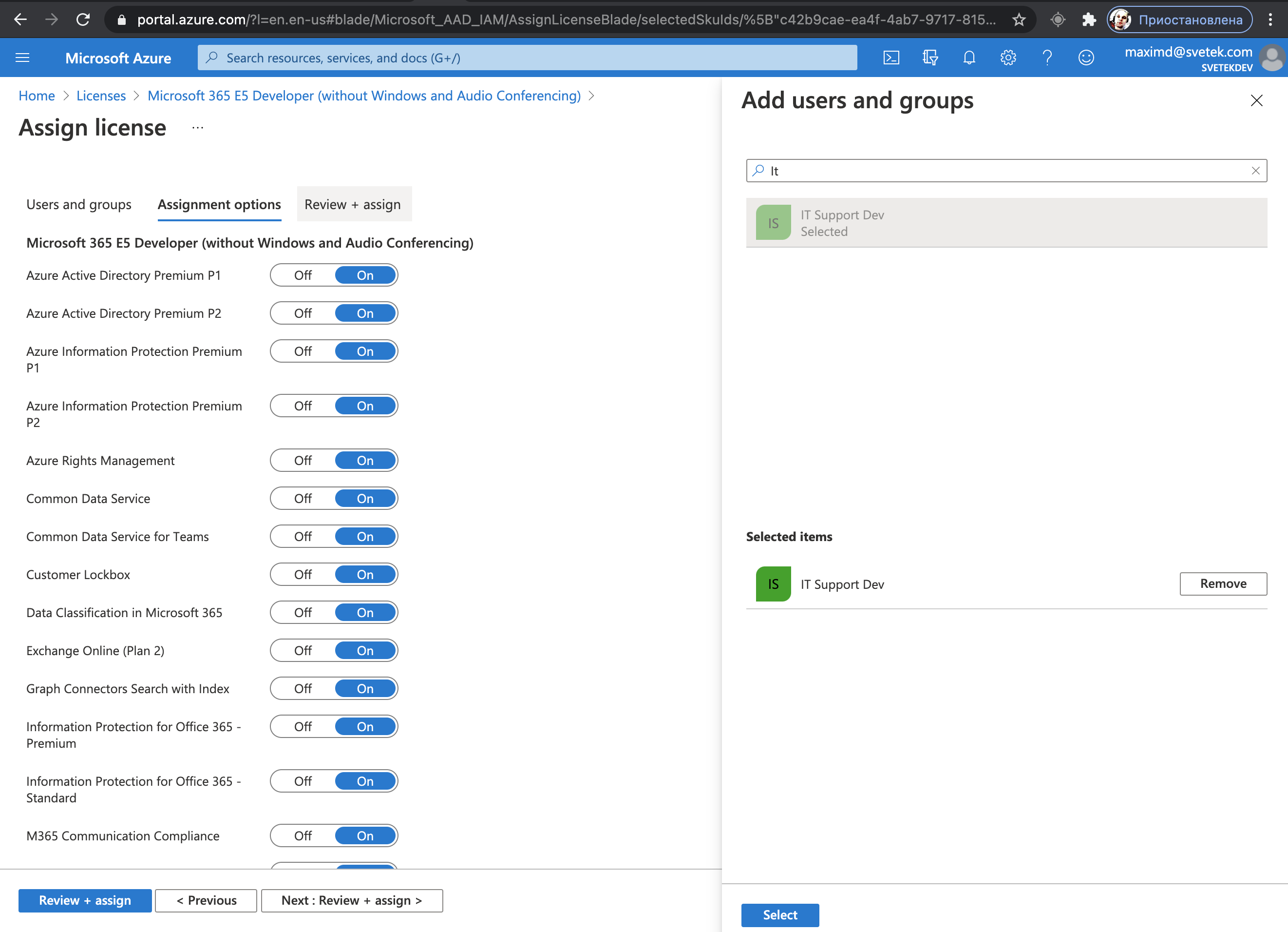 assign intune license to a device