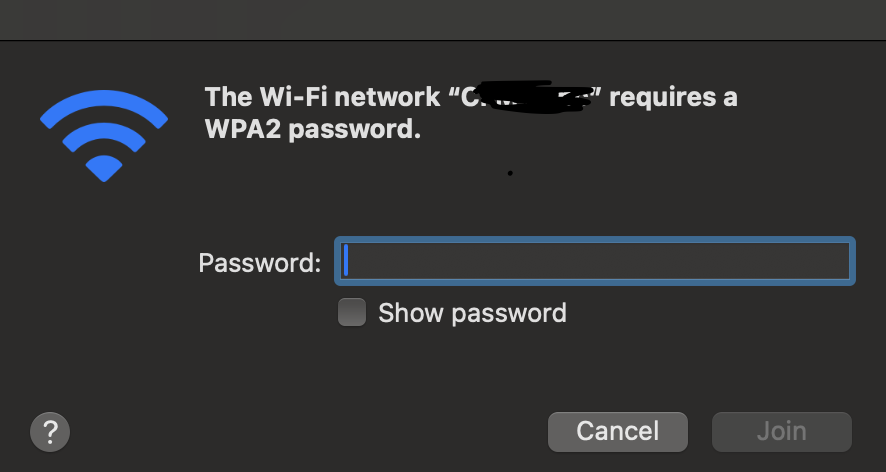 Wi-Fi password entry